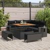 vidaXL Garden Sofa Set with Cushion 9 pcs Black Poly Rattan