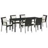 vidaXL Garden Dining Set 7 pcs Black Poly Rattan