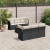 vidaXL 7 Piece Garden Sofa Set with Cushions Black Poly Rattan