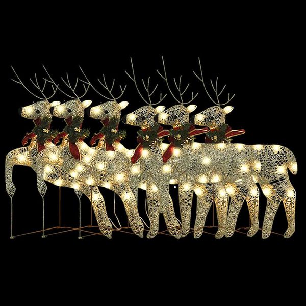 vidaXL Christmas Reindeers 6 pcs Gold 120 LEDs