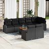 vidaXL Garden Sofa Set with Storage 9 pcs Black Poly Rattan