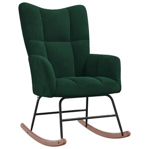 vidaXL Rocking Chair Dark Green Velvet