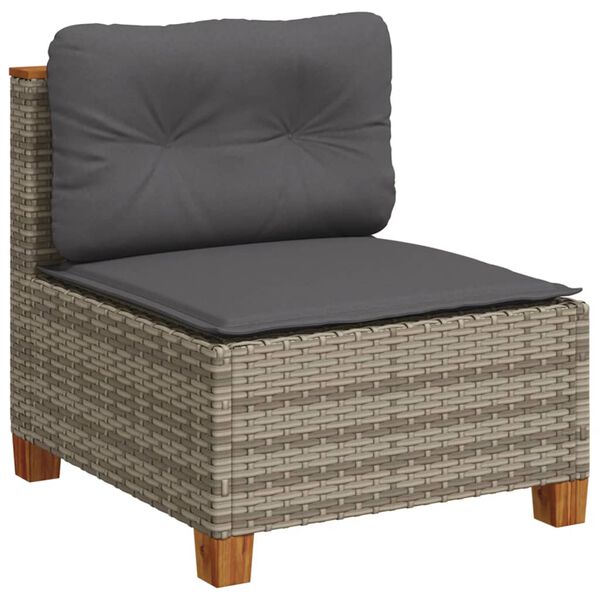 vidaXL 9 Piece Garden Sofa Set with Cushions Grey Poly Rattan