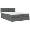 vidaXL Ottoman Bed with Mattress & LEDs Dark Grey Queen Fabric