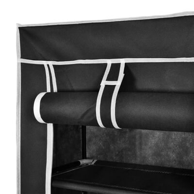 Fabric Shoe Cabinet with Cover 162 x 57 x 29 cm Black
