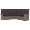 vidaXL Reclining Corner Sofa with Cushions Grey Poly Rattan