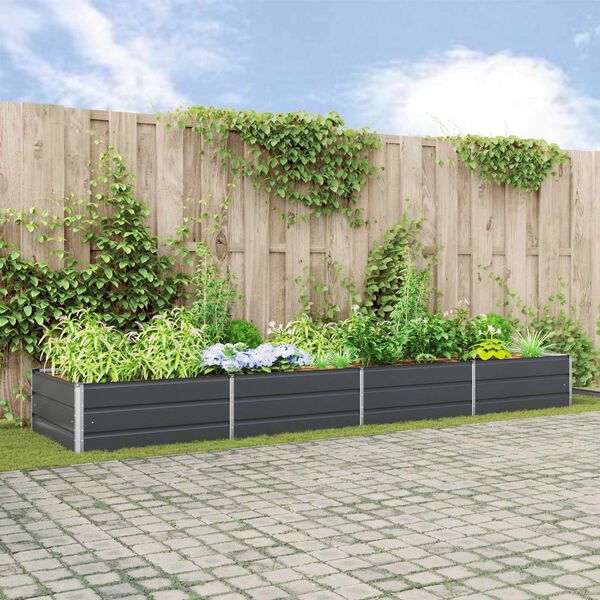 vidaXL Planter Anthracite 385 x 100 x 45 cm Galvanised Steel