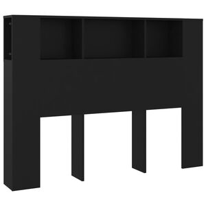 vidaXL Headboard Cabinet | Black | Engineered wood | 140 cm | Headboard Cabinet