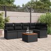 vidaXL Garden Sofa Set with Cushion 6 pcs Black Poly Rattan