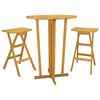 vidaXL 3 Piece Folding Bar Set Solid Wood Teak