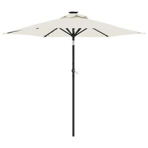 vidaXL Garden Parasol with LEDs and Steel Pole White 225x225x212cm