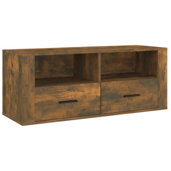 vidaXL TV Cabinet Smoked Oak 100x35x40 cm Engineered Wood