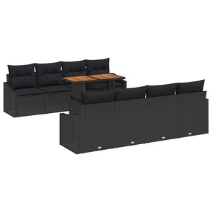 vidaXL Garden Sofa Set 9 pcs Black and Brown
