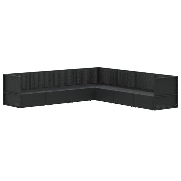 vidaXL 7 Piece Garden Lounge Set with Cushions Black Poly Rattan