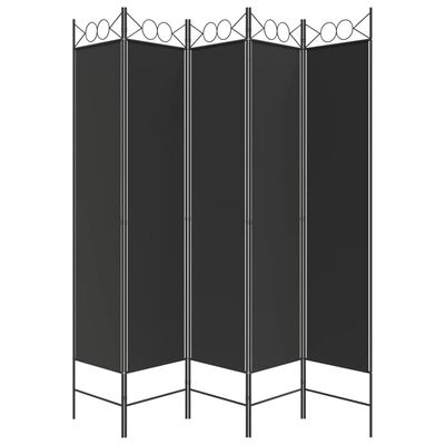 vidaXL 5-Panel Room Divider Black 200x200 cm Fabric