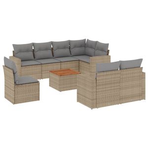 vidaXL 9 Piece Garden Sofa Set with Cushions Mix Beige Poly Rattan