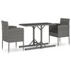 vidaXL 3 Piece Garden Dining Set Poly Rattan Anthracite