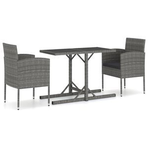 vidaXL 3 Piece Garden Dining Set Poly Rattan Anthracite