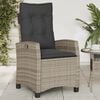 vidaXL Reclining Garden Chairs 2 pcs with Cushions Grey Poly Rattan