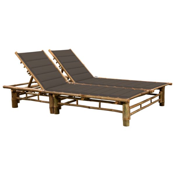 vidaXL 2-Person Sun Lounger with Cushions Bamboo