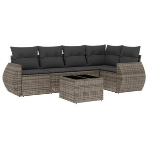 vidaXL 6 Piece Garden Sofa Set with Cushions Grey Poly Rattan