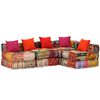 vidaXL 4-Seater Modular Pouffe Patchwork Fabric