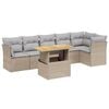 vidaXL 7 Piece Garden Sofa Set with Cushions Beige Poly Rattan