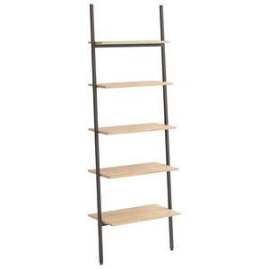 vidaXL Leaning Shelf | Light brown and black | Engineered wood and steel