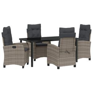 vidaXL Garden Dining Set 5 pcs Grey Poly Rattan