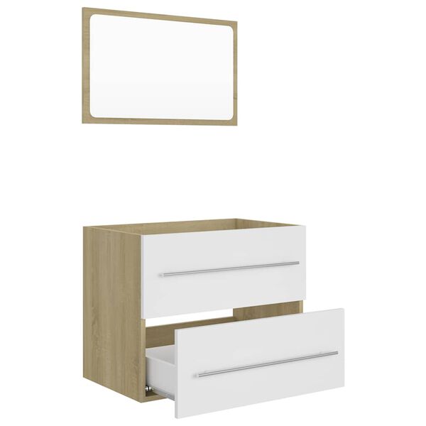 vidaXL 2 Piece Bathroom Furniture Set White and Sonoma Oak Engineered Wood