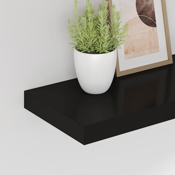 vidaXL Floating Wall Shelves 4 pcs Black 80x23.5x3.8 cm MDF