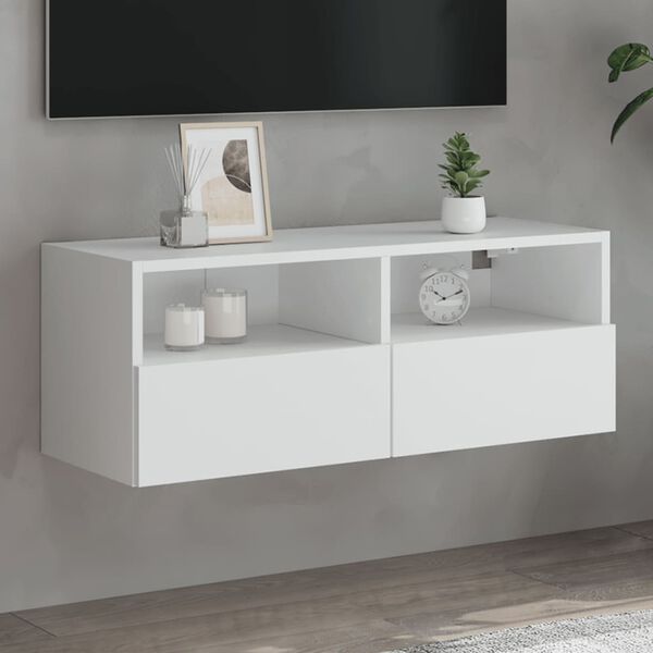 vidaXL TV Wall Cabinet White 80x30x30 cm Engineered Wood