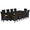 vidaXL 11 Piece Garden Dining Set with Cushions Black Poly Rattan