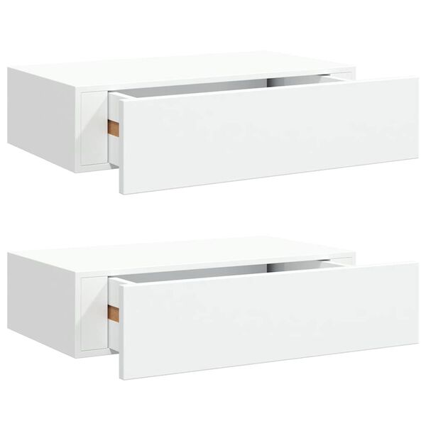 vidaXL Wall-mounted Drawer Shelves 2 pcs White 40x23.5x10 cm MDF