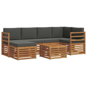 vidaXL Outdoor Sofa Set 7 pcs Natural and Anthracite Polyester