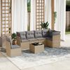 vidaXL 7 Piece Garden Sofa Set with Cushions Beige Poly Rattan