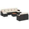 vidaXL 10 Piece Garden Sofa Set with Cushions Black Poly Rattan