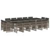 vidaXL 15 Piece Garden Dining Set with Cushions Grey Poly Rattan