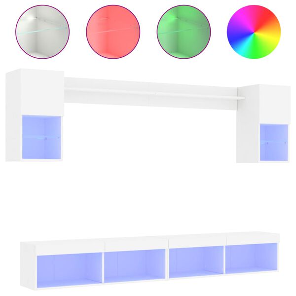 vidaXL 6 Piece TV Wall Units with LED White Engineered Wood