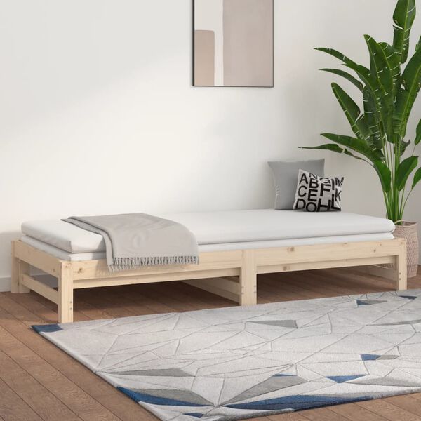 vidaXL Pull-out Day Bed without Mattress 2x(90x190) cm Solid Wood Pine