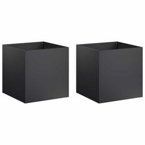 vidaXL Garden Planter 2 pcs Black 25 x 25 x 25 cm Cold-rolled Steel
