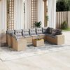 vidaXL 11 Piece Garden Sofa Set with Cushions Beige Poly Rattan