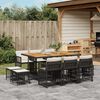 vidaXL 11 Piece Garden Dining Set with Cushions Black Poly Rattan