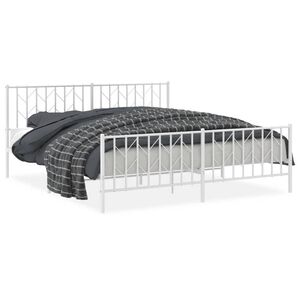 vidaXL Metal Bed Frame without Mattress with Footboard&nbsp;White 180x200cm