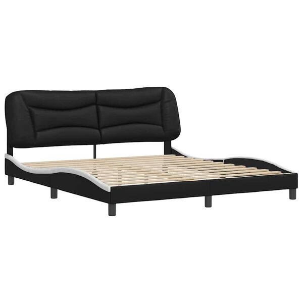 vidaXL Bed Frame without Mattress "Hvar" Black and White 180x200 cm King Faux Leather