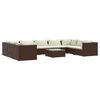 vidaXL 10 Piece Garden Lounge Set with Cushions Poly Rattan Brown