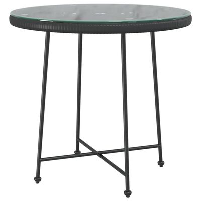 vidaXL Dining Table Black Ø80 cm Tempered Glass and Steel