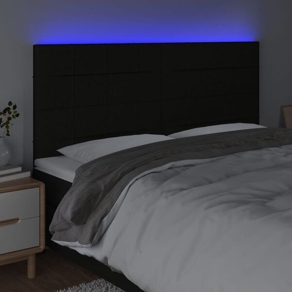 vidaXL LED Headboard Black 160 cm Fabric