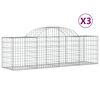 vidaXL Arched Gabion Baskets 3 pcs 200x50x60/80 cm Galvanised Iron
