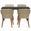 vidaXL Garden Dining Set with Cushion 5 pcs Beige Poly Rattan